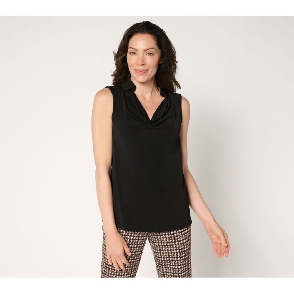 Susan Graver Women's Top Plus Sz 2X Liquid Knit Sleeveless Black A700416 - Picture 1 of 4